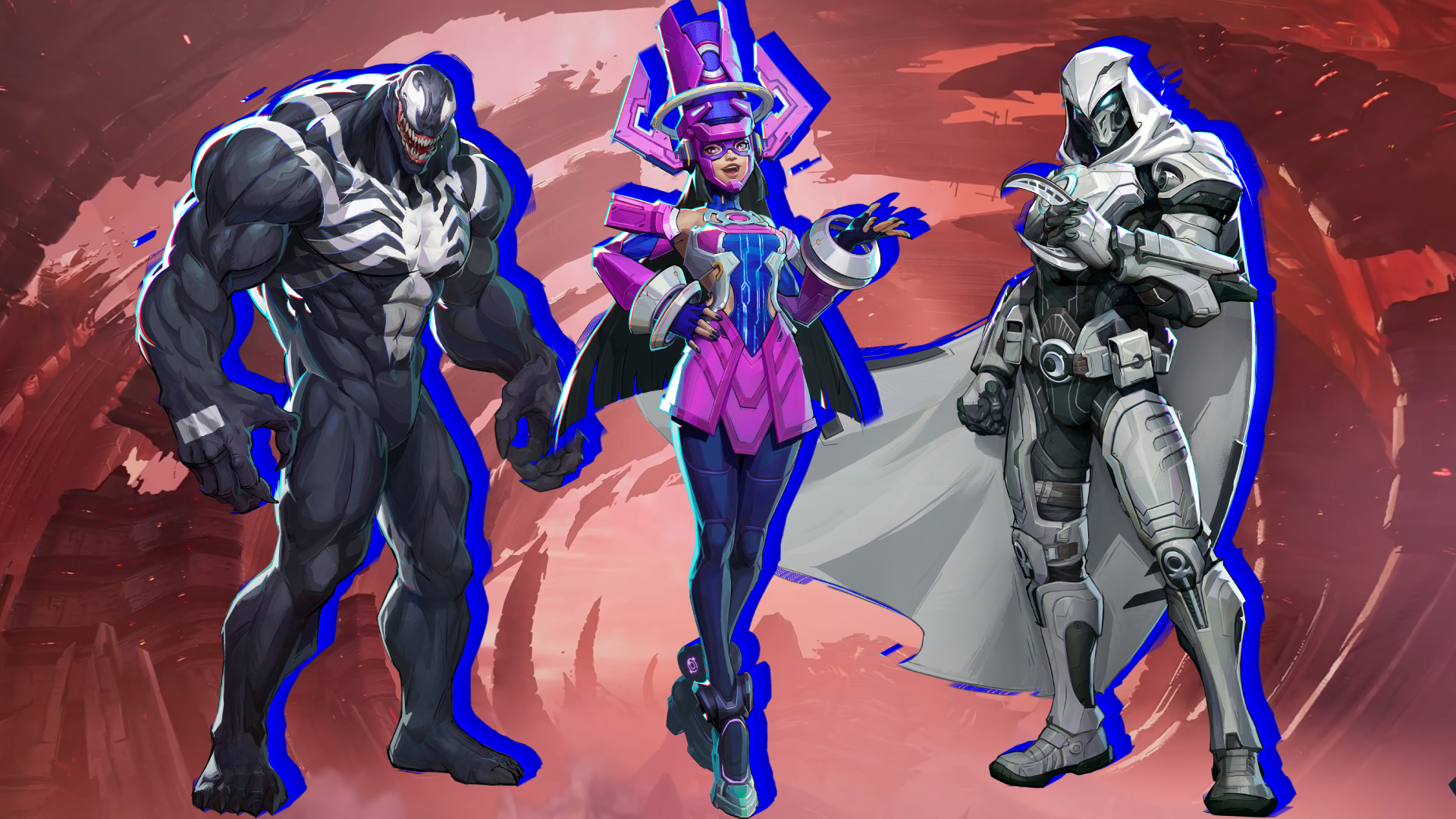 Venom, Galacta and Moon Knight make up side by side