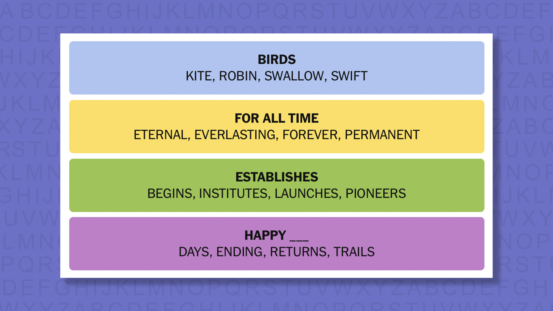 New -Connections Reply to Games 854 on a Purple Background