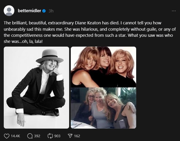 Hollywood responds to Diane Keaton's death