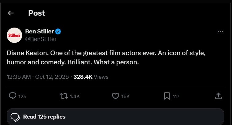 Hollywood responds to Diane Keaton's death