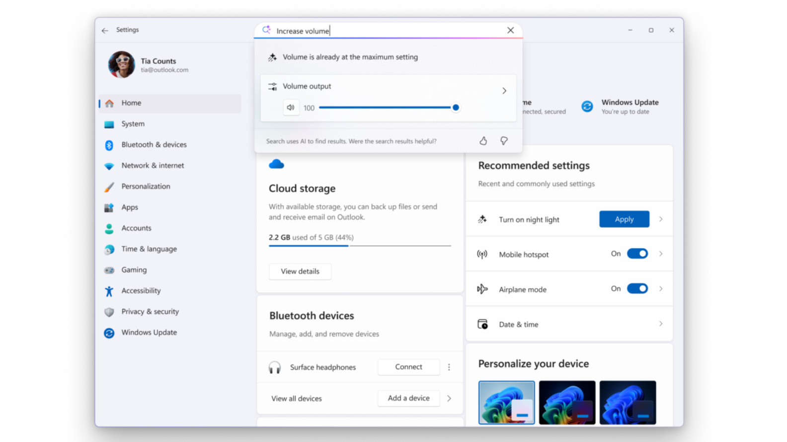 Windows 11 AI Settings Agent gets better in Preview Build Displays Volume Setting