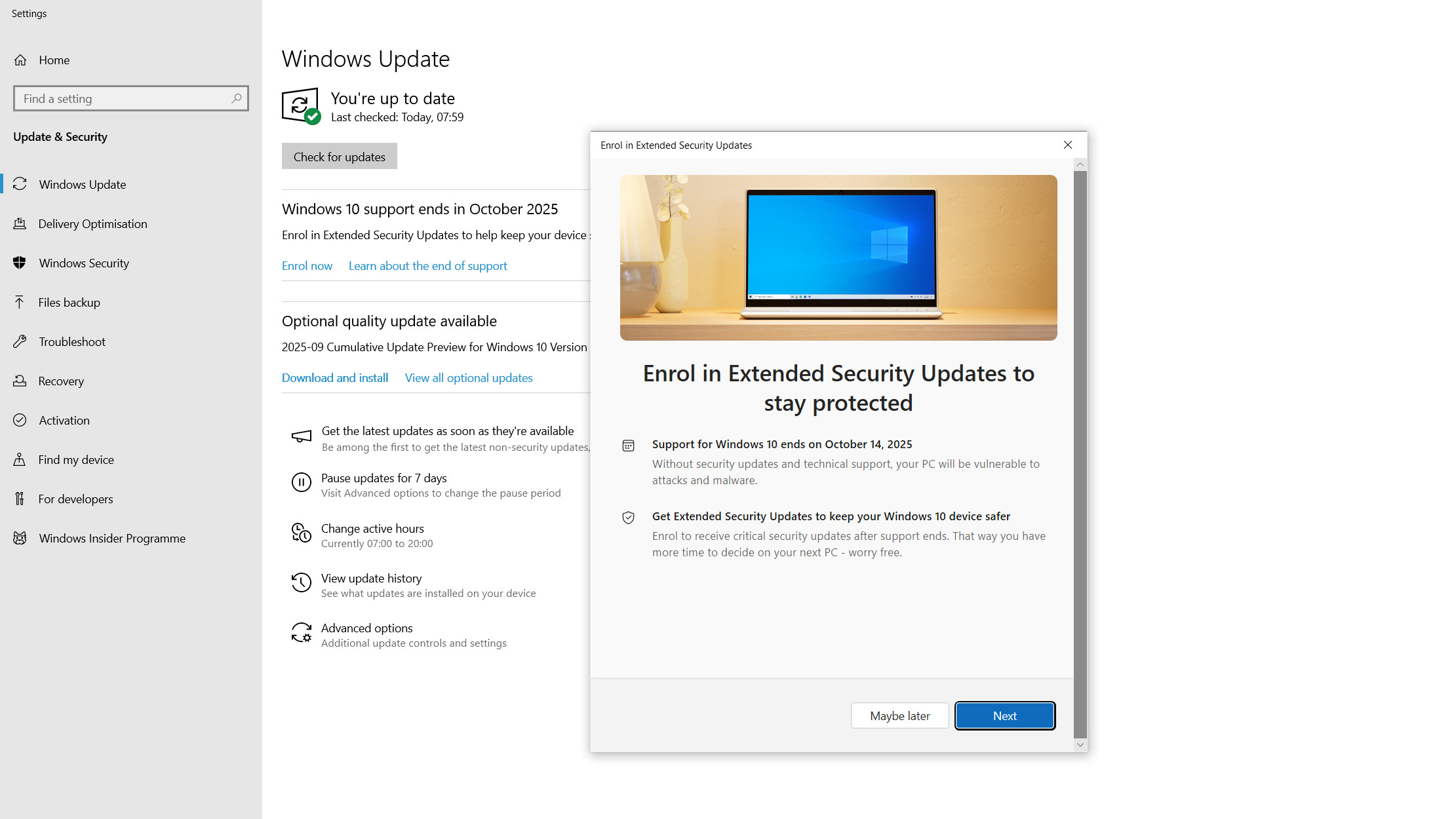 Windows 10 Expanded Support Updates Enrollment