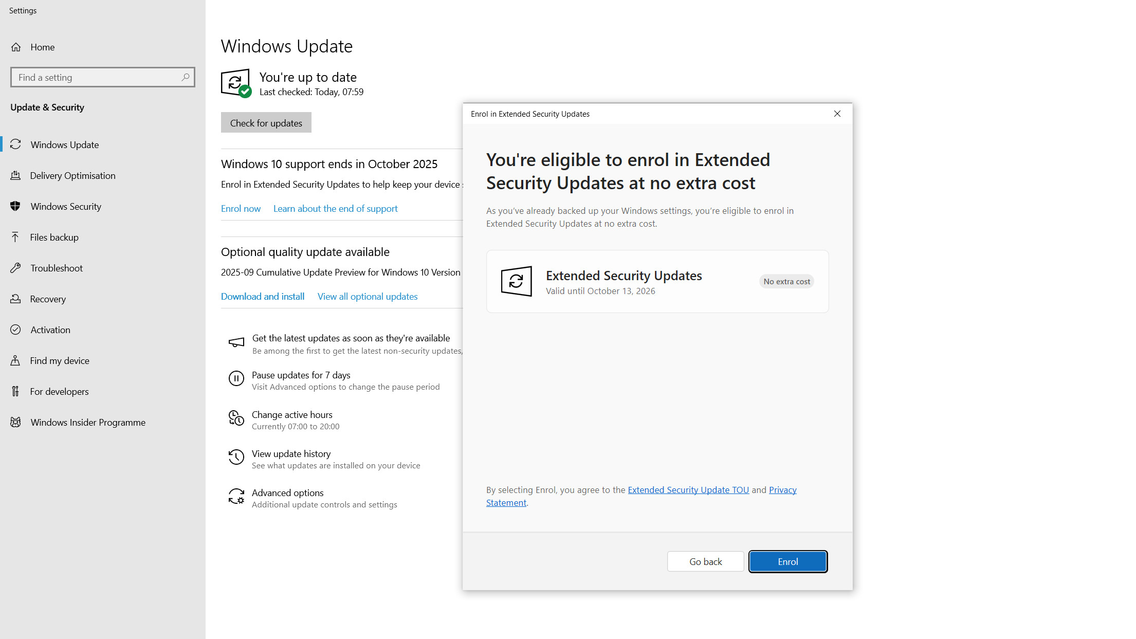 Windows 10 Expanded Support Updates Enrollment