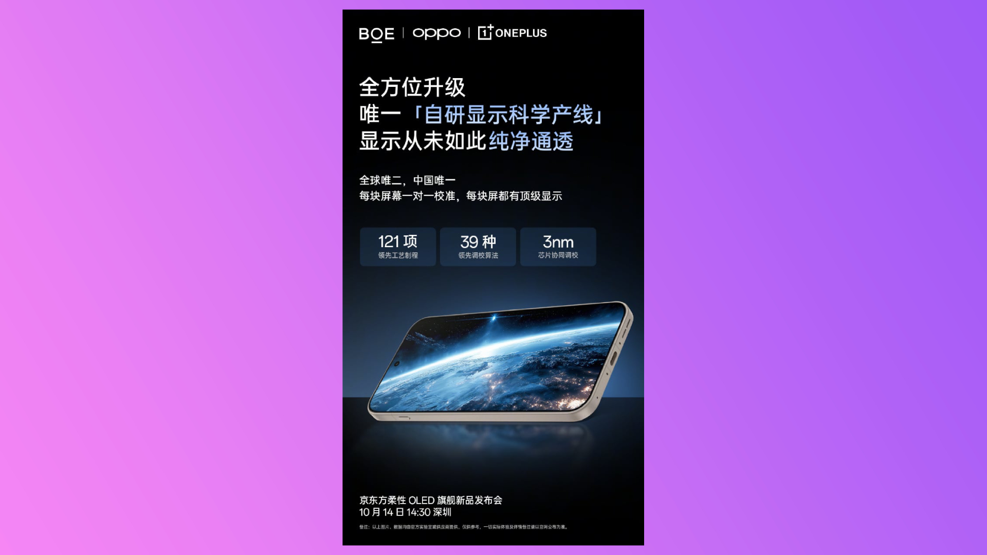 A Chinese post describing OnePlus 15's Display