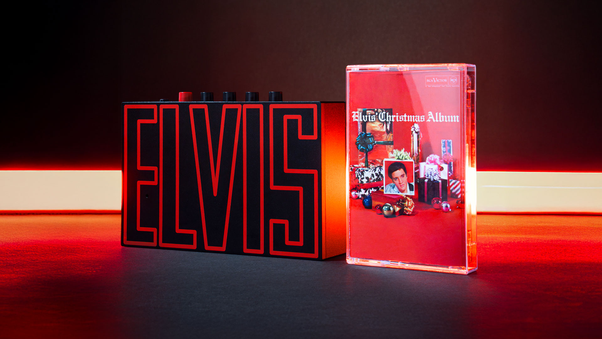 We are Rewind's Elvis-themed cassette player and exclusive re-release of Elvis' from 1957; Christmas album cassette