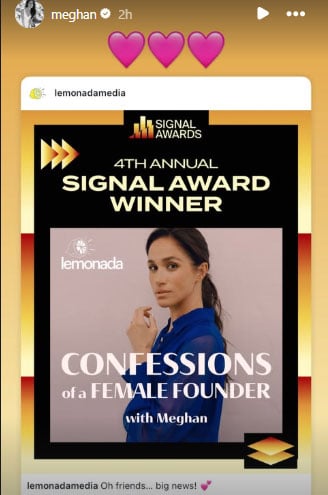 Meghan Markle marks big win in Confessions of Female Founder podcast