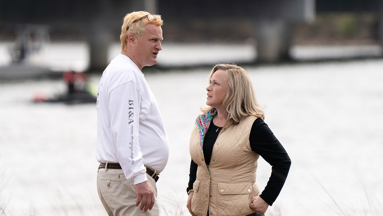 Jason Clarke and Patricia Arquette in a still from Murdaugh: Death in the Family