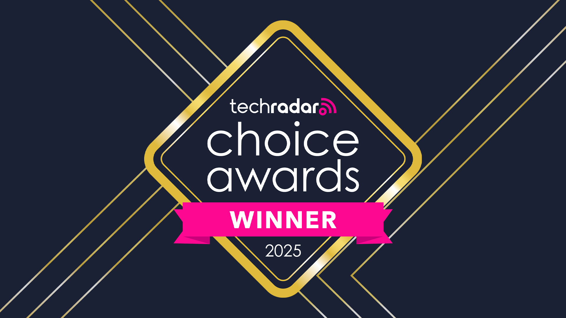 A logo in gold that says TechRadar Choice Awards 2025 winners