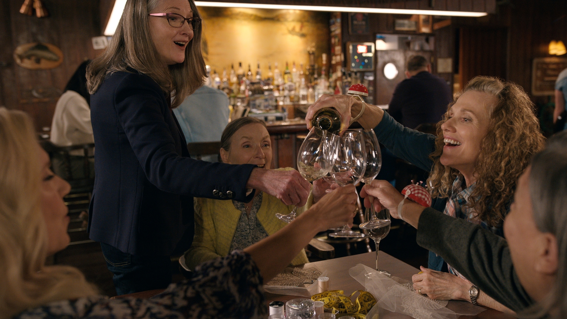 The ladies cheer at the bar in Virgin River