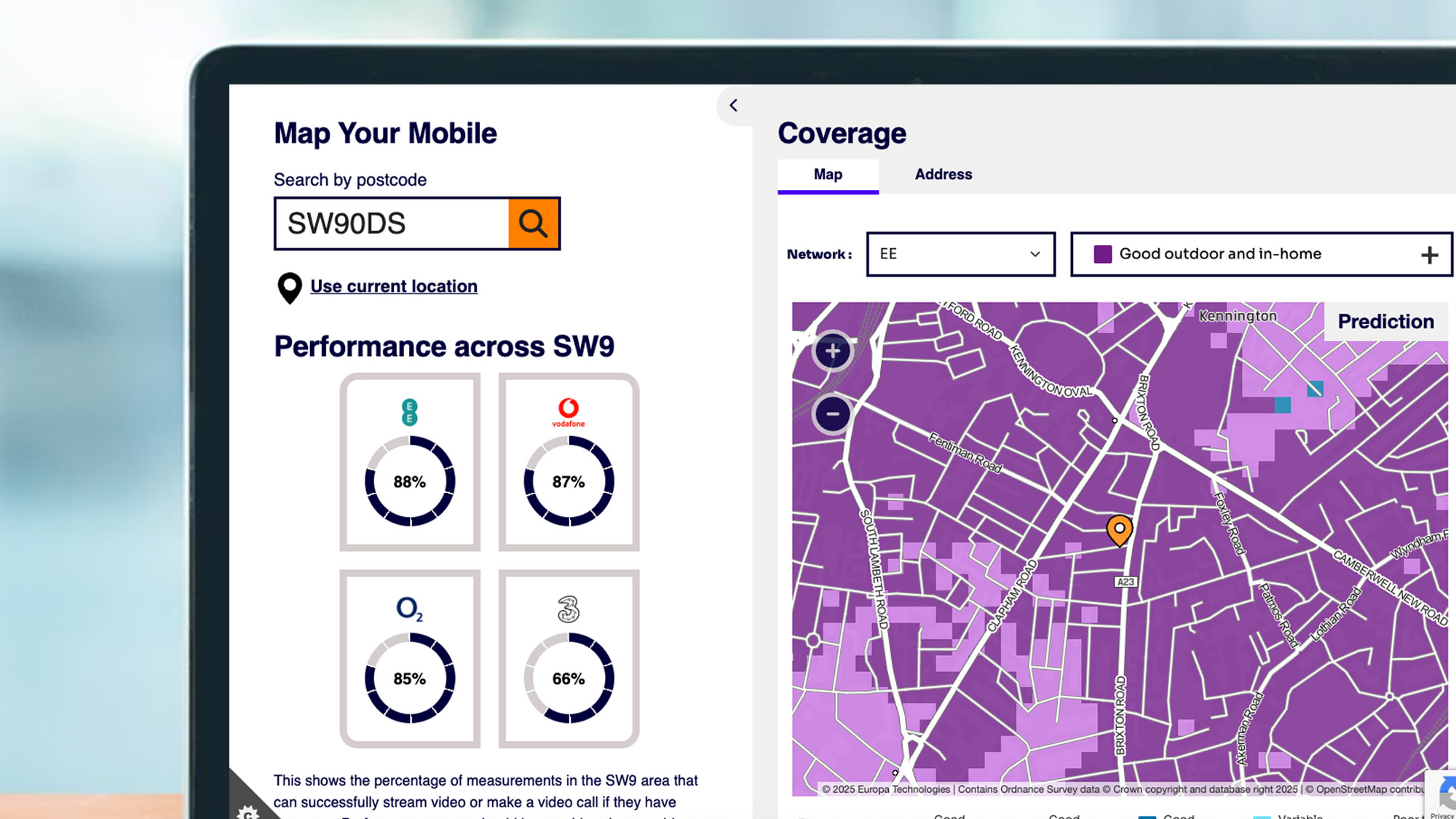 A portable screen showing the Map Your Mobile tool
