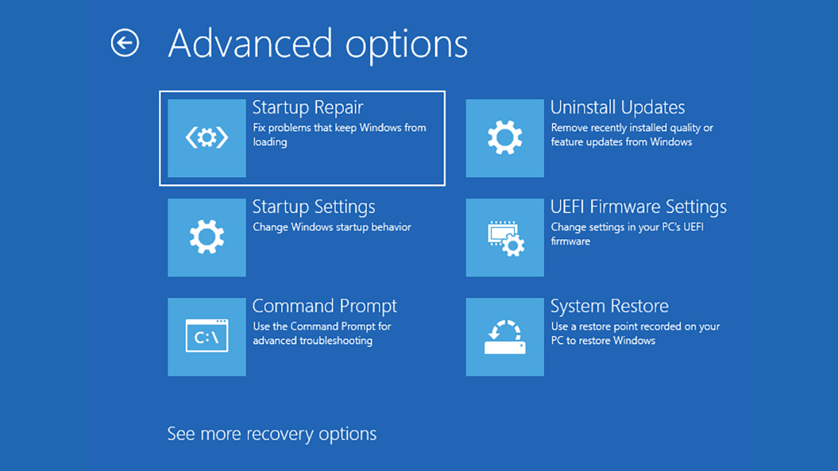 Windows recovery environment