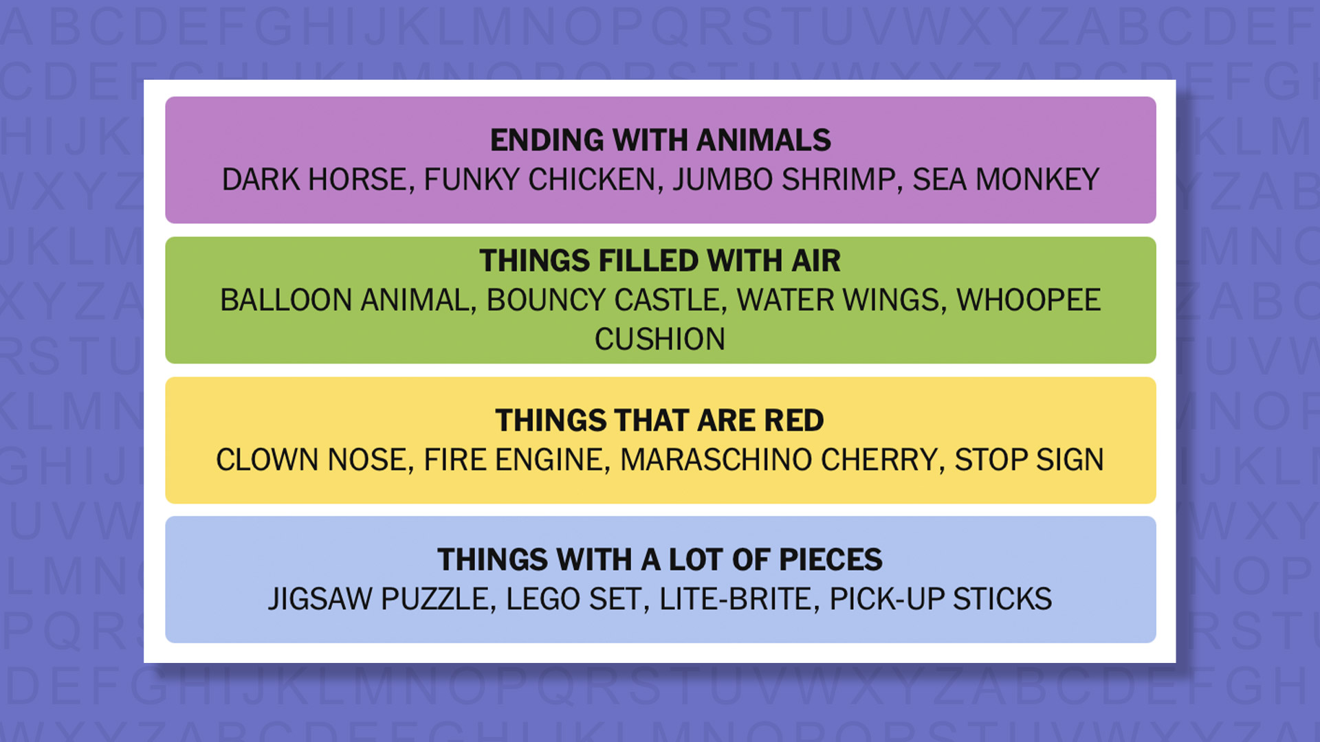 NYT Connections answers for game 876 on a purple background