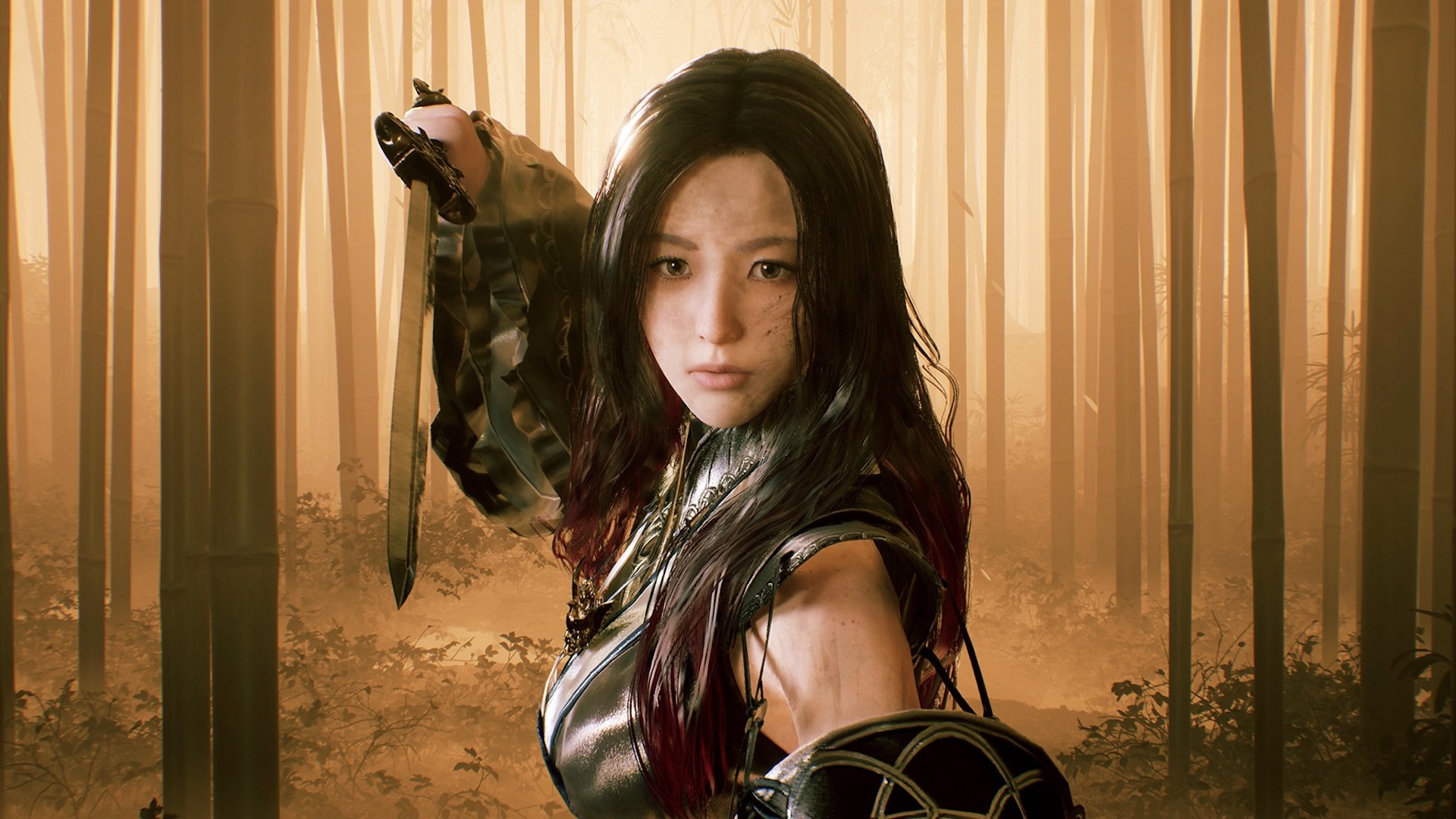 A fighter stands ready in a yellow forest