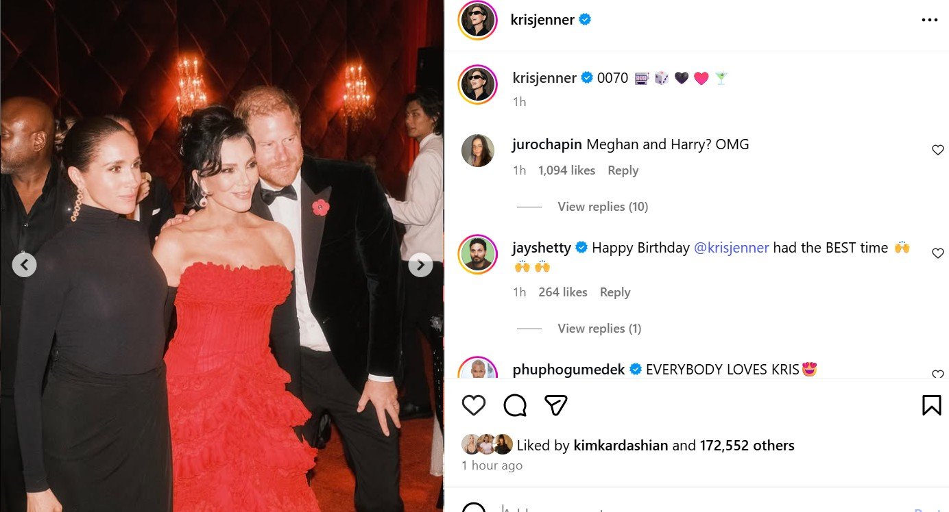Kris Jenner poses with Prince Harry, Meghan Markle in birthday photo