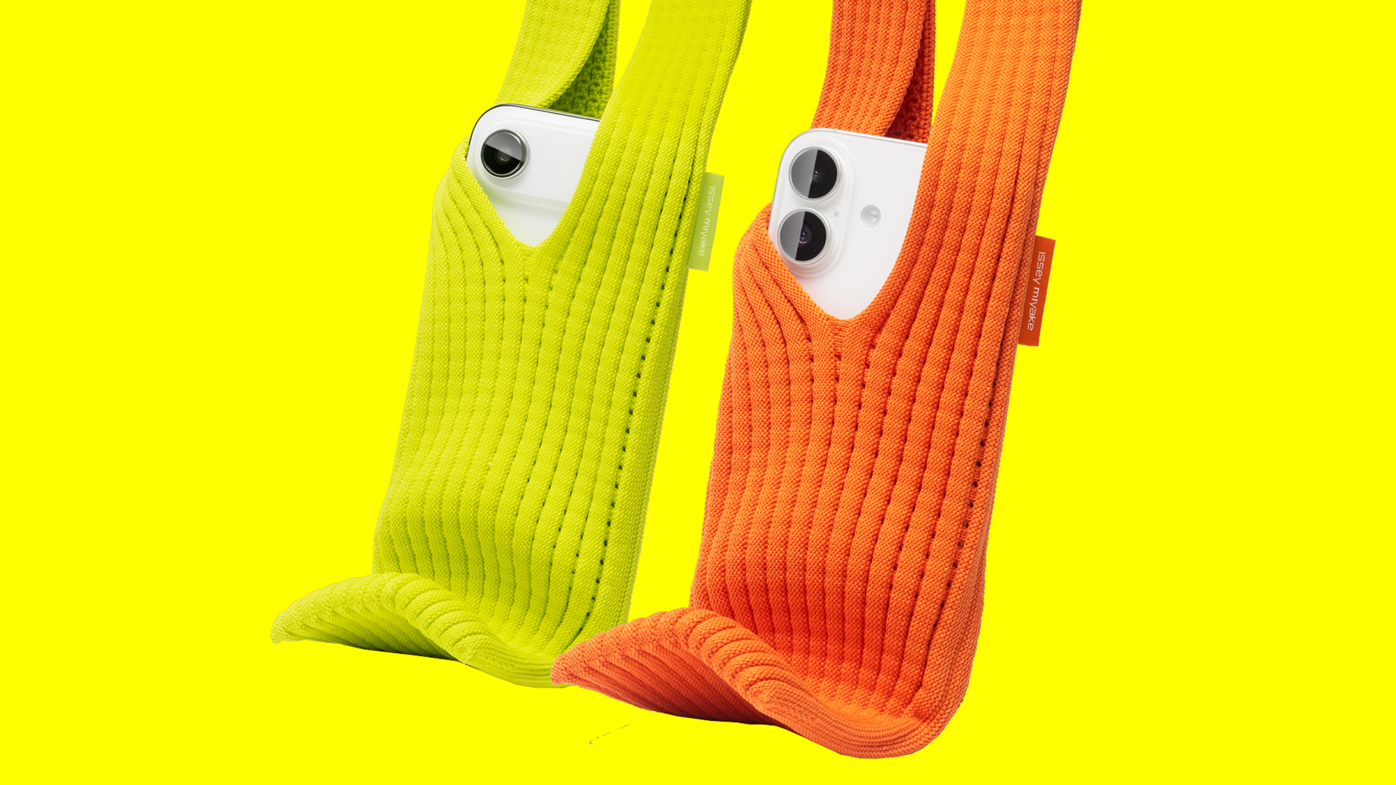 iPhone Pocket accessories on yellow background