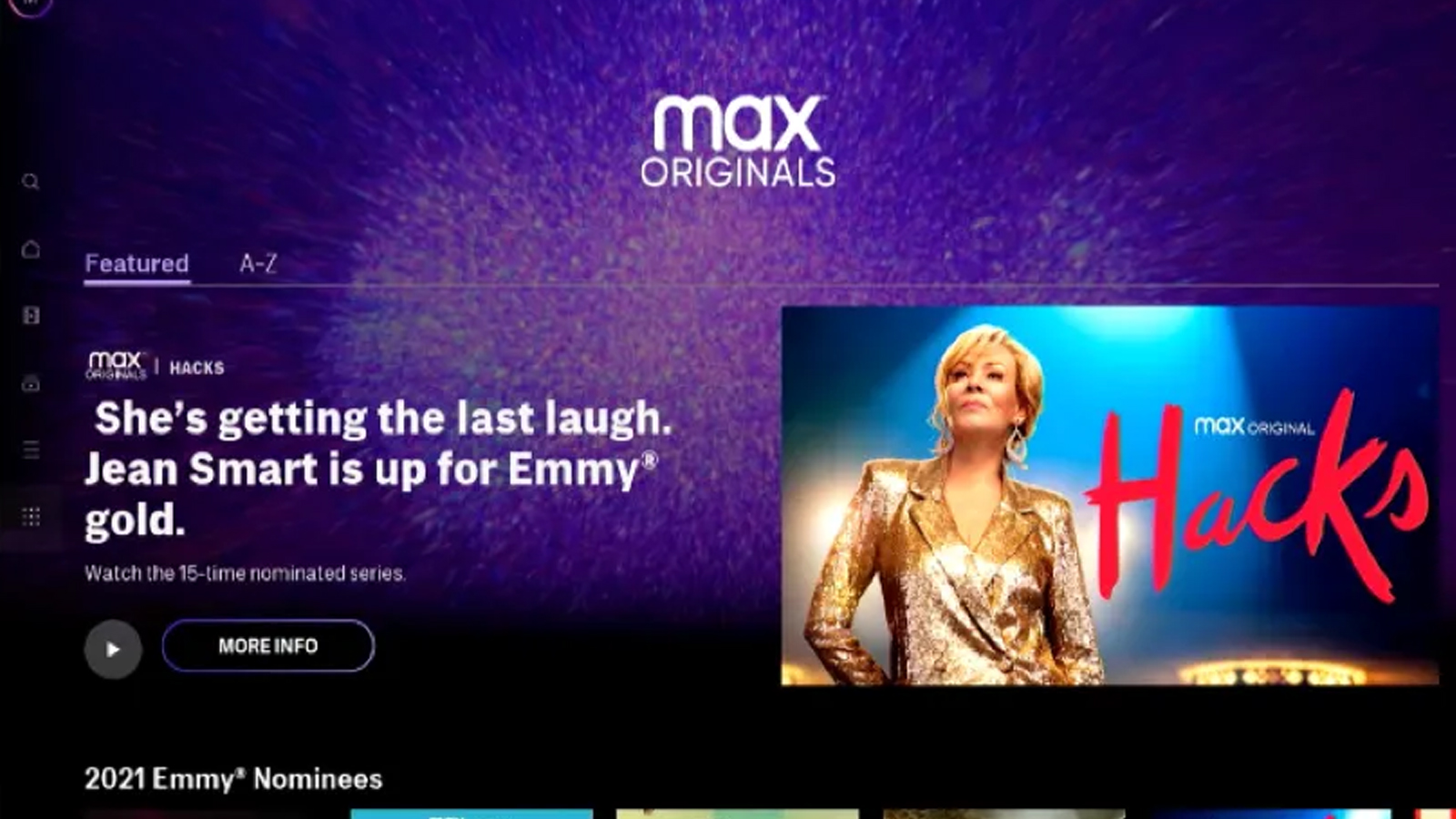 The HBO Max Apple TV app that shows the program Hacks