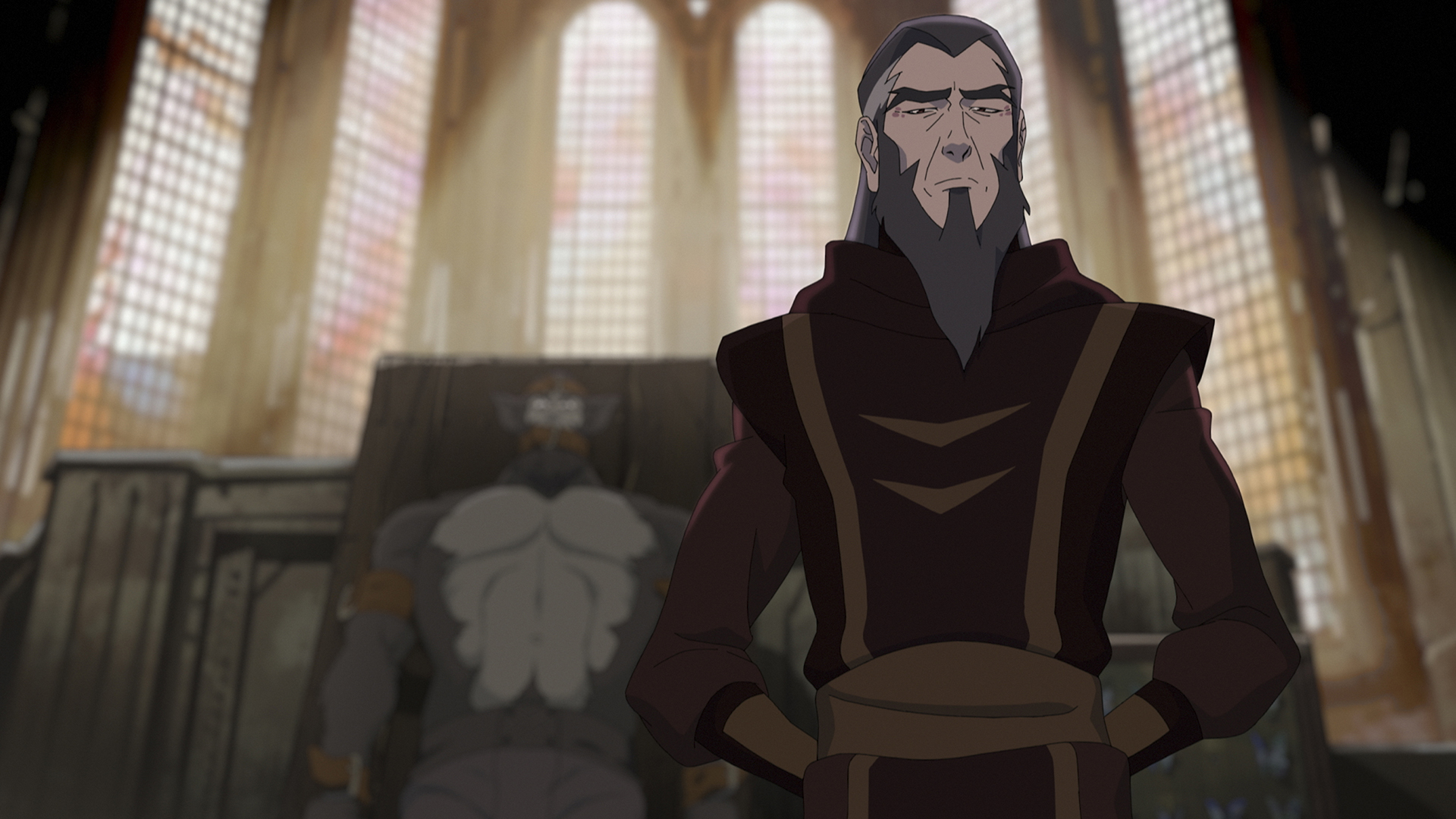 Trent Ikithon stands in front of a bound person in The Mighty Nein episode 1