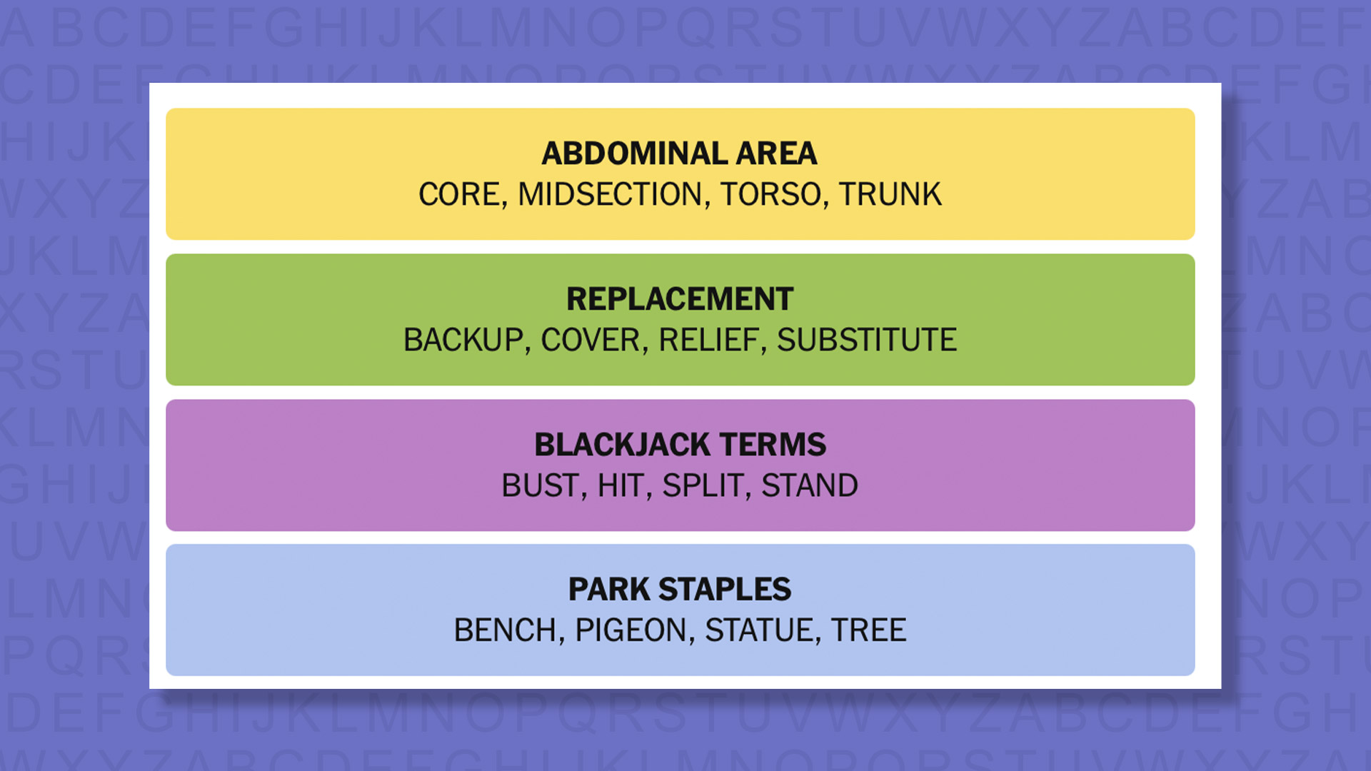 NYT Connections answers for game 902 on a purple background