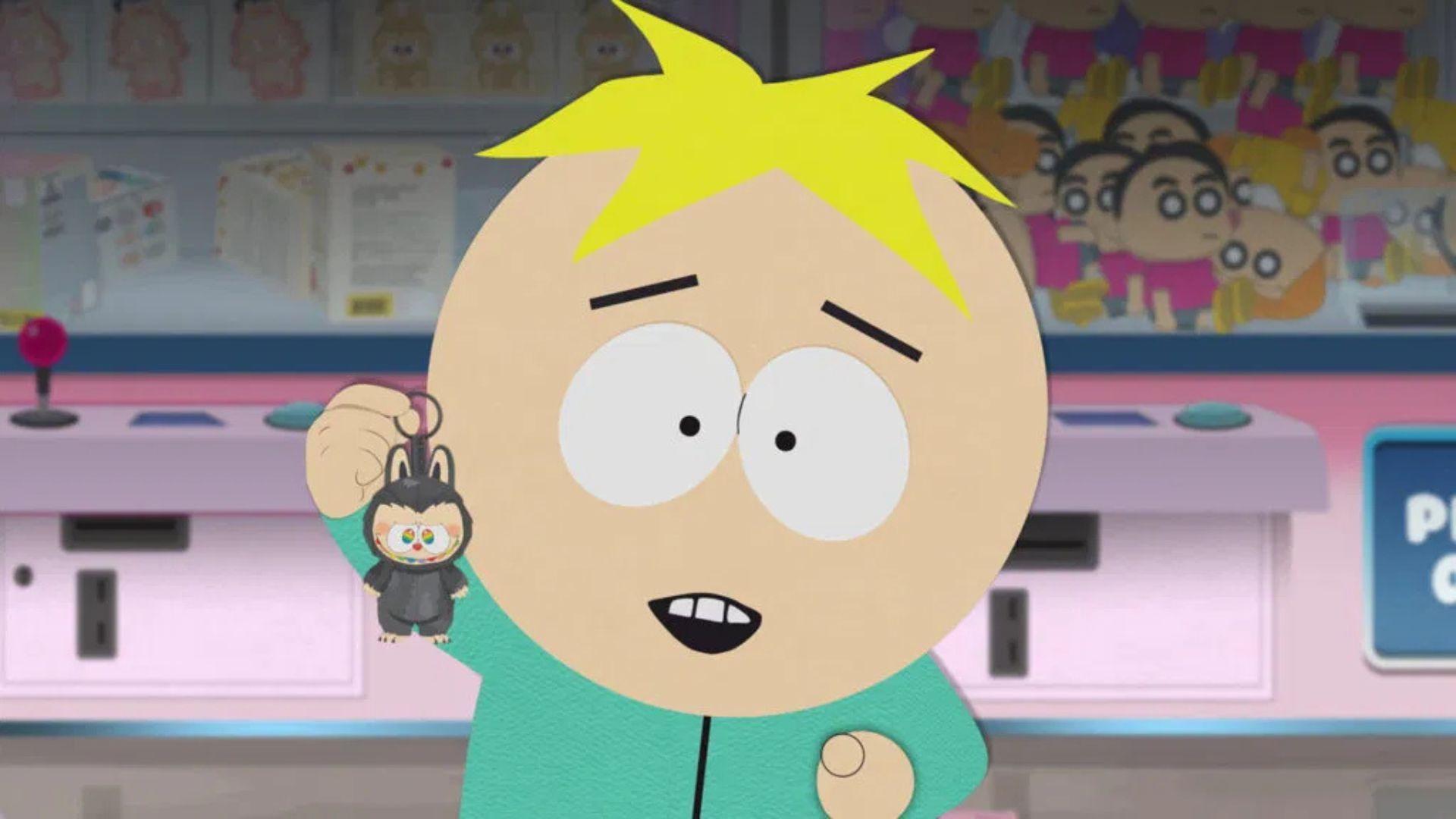 Butters has a Labubu key ring