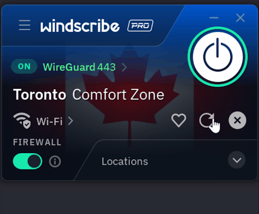 Windscribe's IP rotation feature on the VPN app