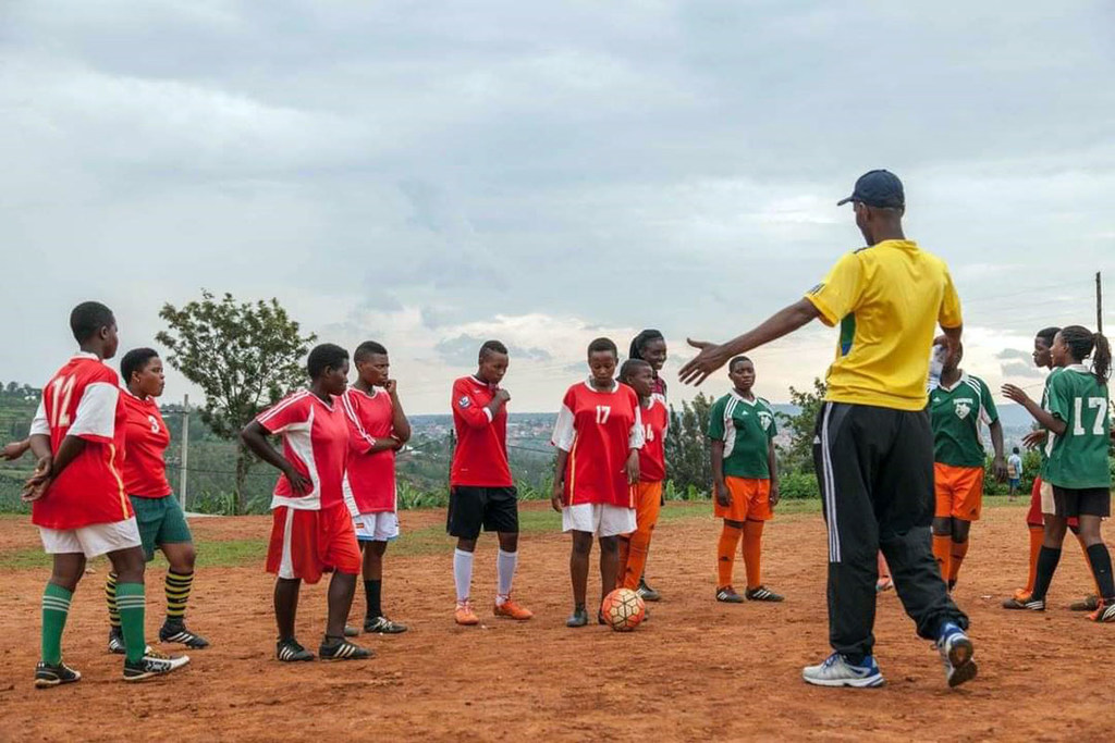 A girls team at the Play2Remember tournament at the Togetherness Cooperative Center in Kigali, Rwanda.
