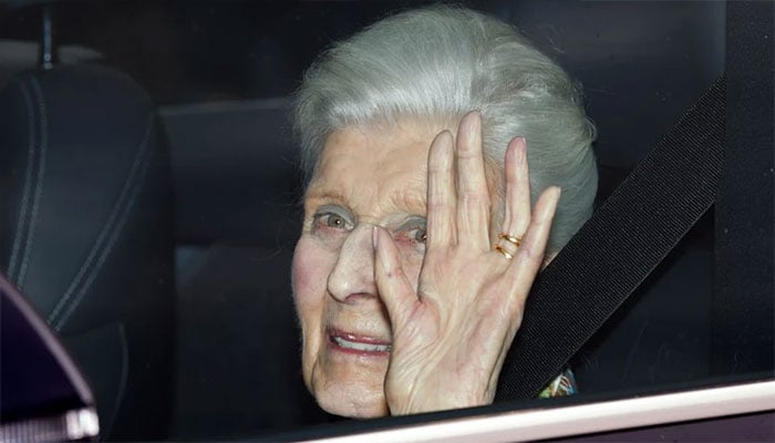 Princess Alexandra waves to her satisfaction