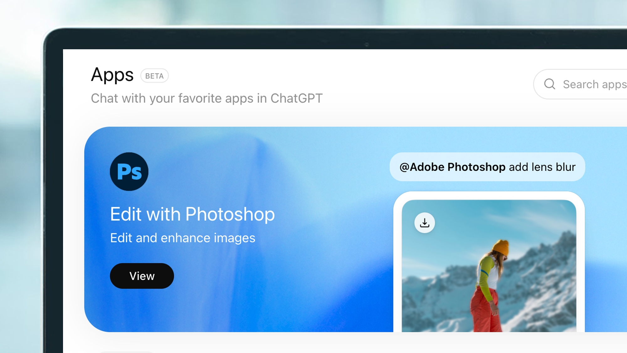 A portable screen showing the ChatGPT app library