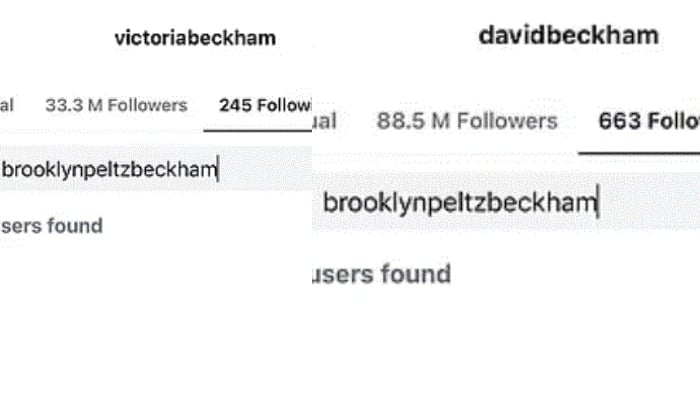 David and Victoria Beckham do not follow Brooklyn on Instagram
