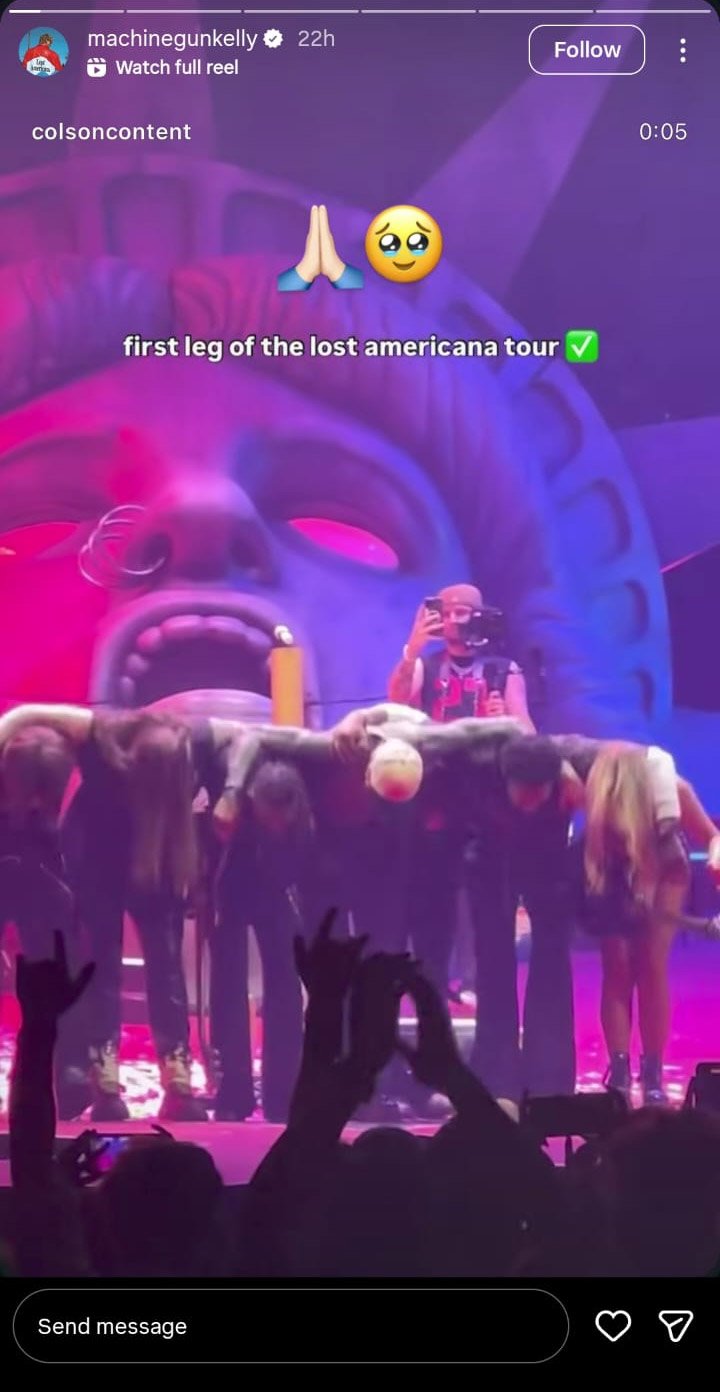 MGK has tears in his eyes as the first leg of the Lost American tour comes to a close