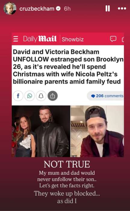 Victoria Beckham shares my perspective after Cruz's post amid family feud