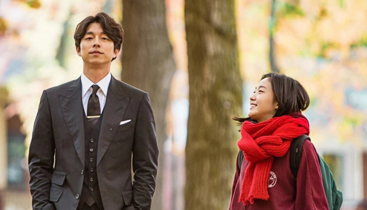 A scene from the Korean drama Guardian: The Lonely and Great God showing the main characters Kim Shin (left) and Ji Eun Tak played by actors Gong Yoo and Kim Go-eun. - Netflix