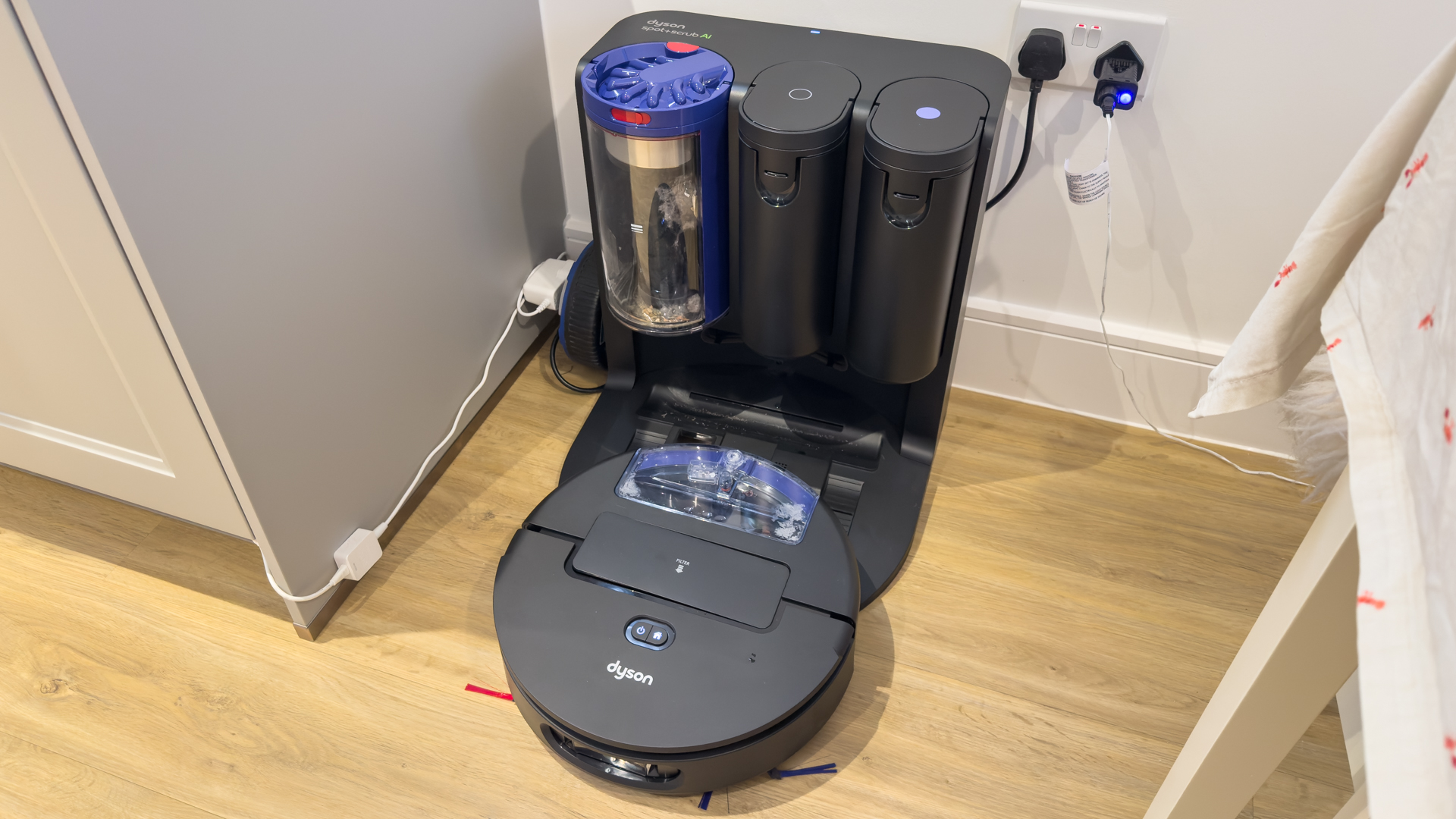 Dyson Spot+Scrub Ai robot vacuum cleaner in the tester's house