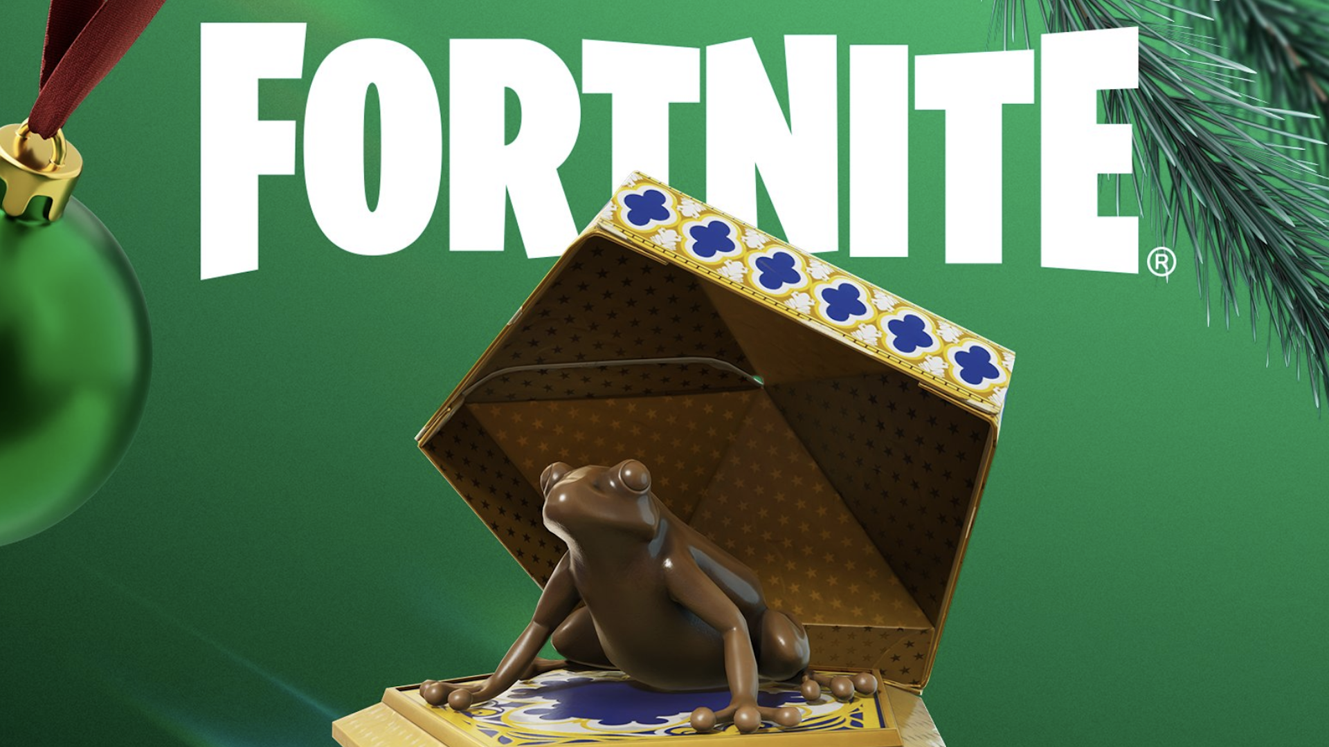 A chocolate frog from Harry Potter, on a green festive background