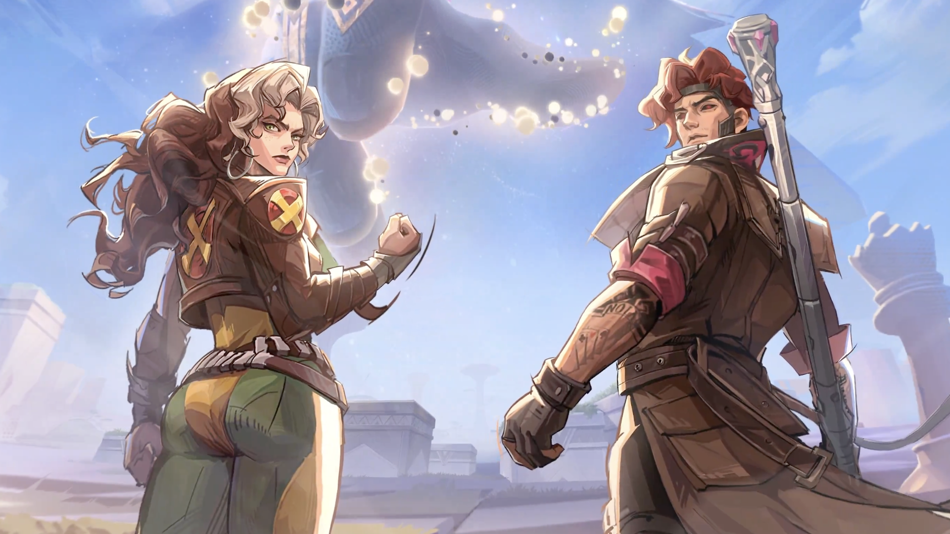 Rogue and Gambit stand side by side