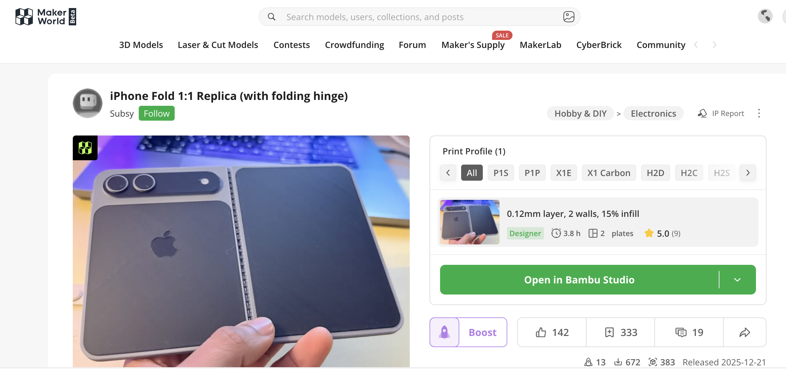 Maker World iPhone Fold Render