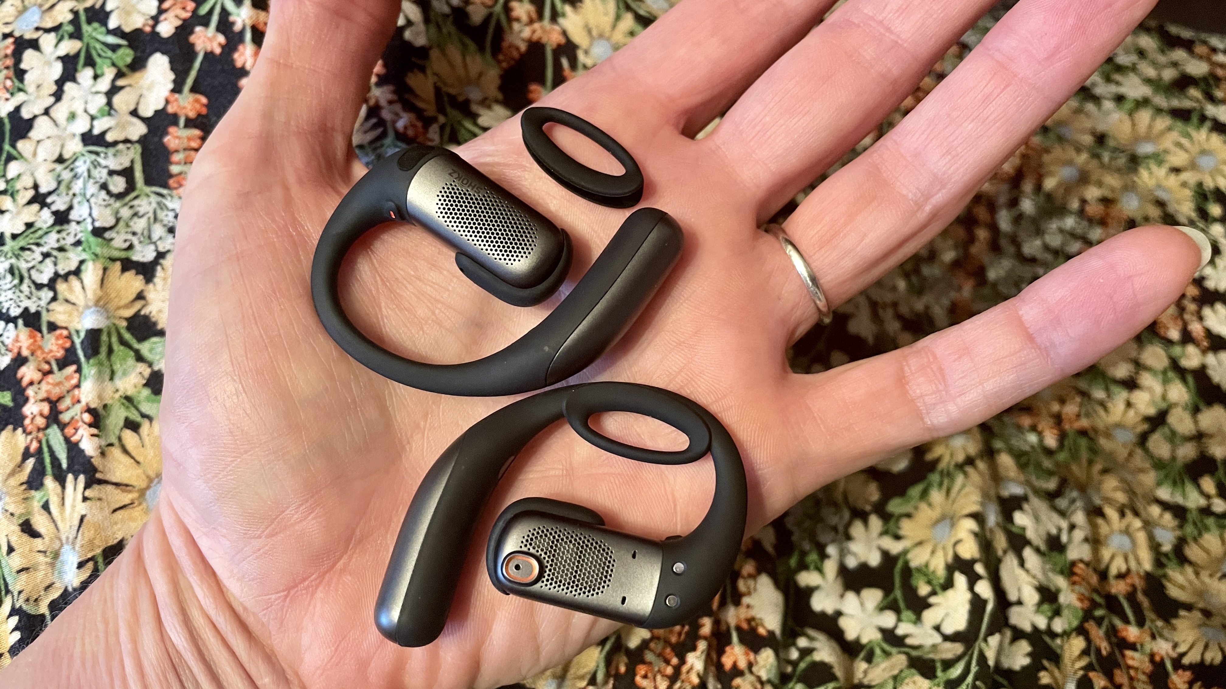 Note the small safety rings on the Shokz OpenFit Pro, which are easy to fit