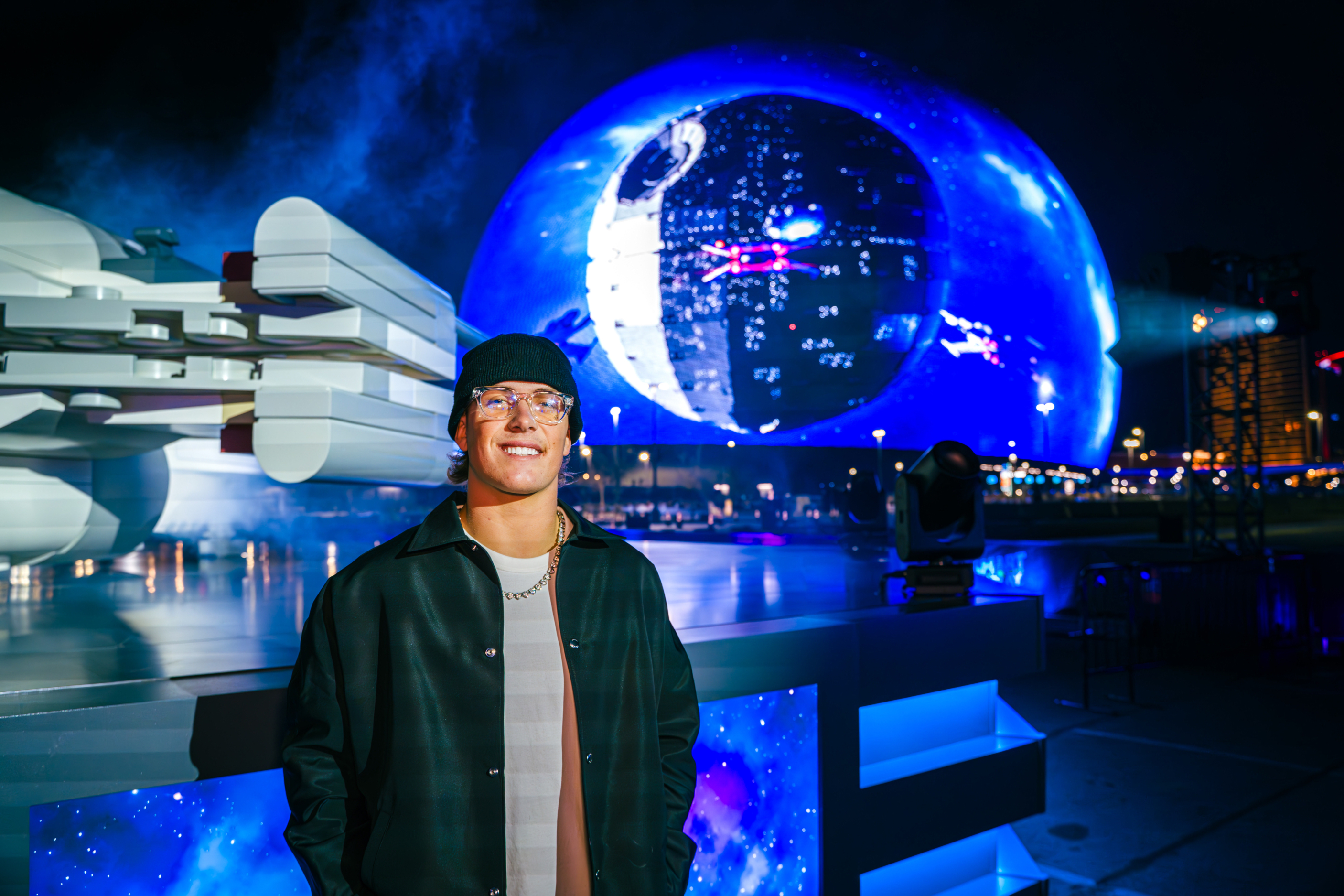 Jaxson Dart with Sphere Death Star Behind