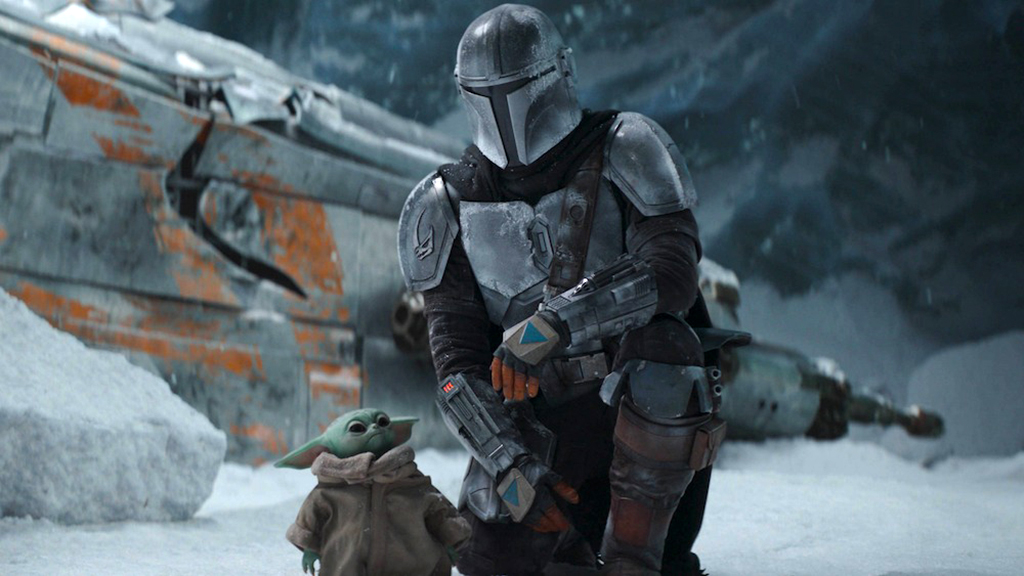 Your Djarin and Grogu in snowy surroundings in The Mandalorian Season 2