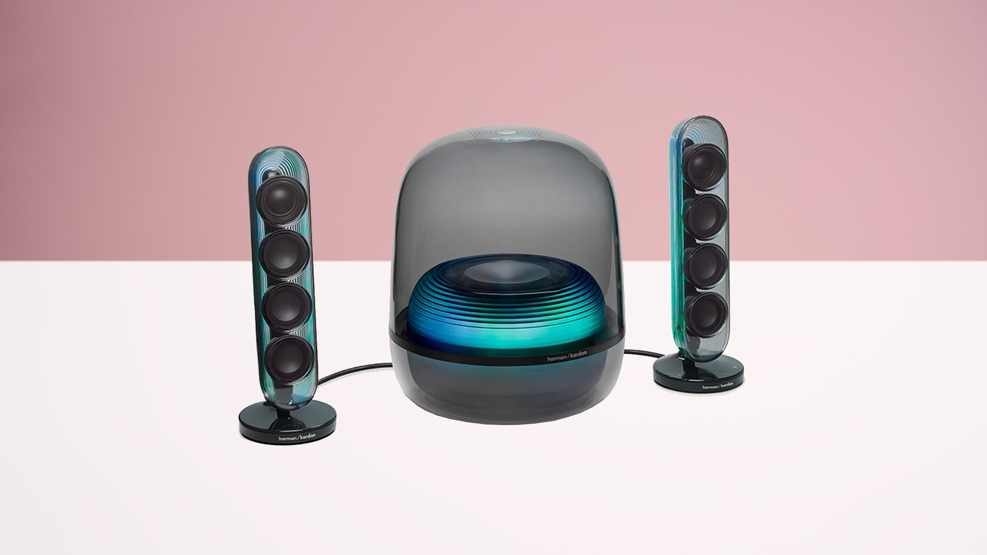 Harman Kardon Soundsticks 5 wi-fi on a white surface