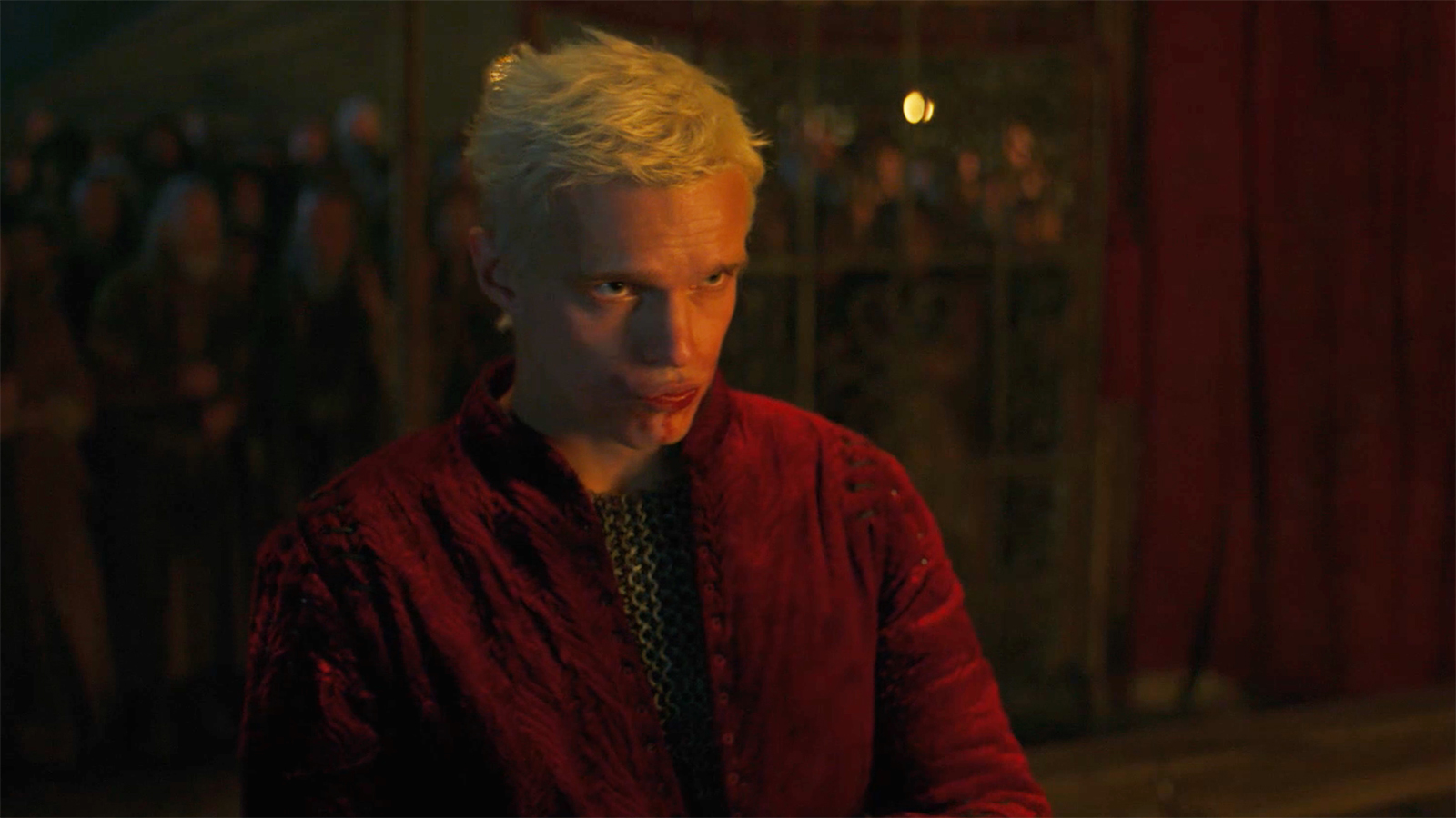 Aerion pouts and looks at a Dunk off camera in A Knight of the Seven Kingdoms episode 3