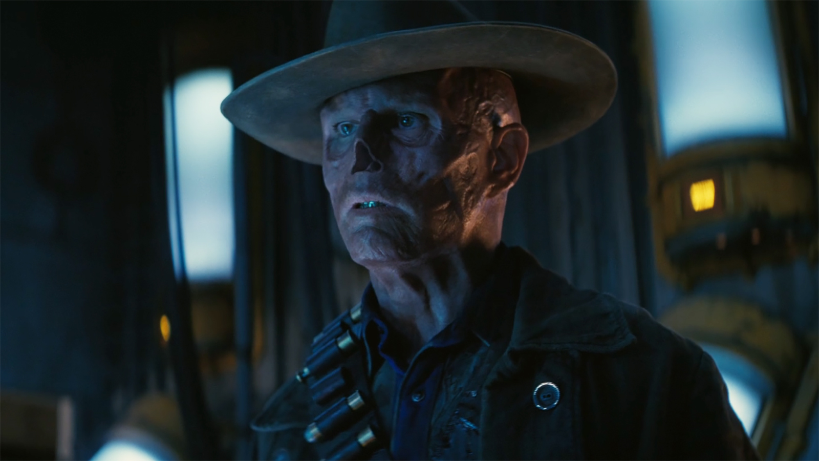 The Ghoul looks at a cryopod off-screen in Fallout Season 2 Episode 8