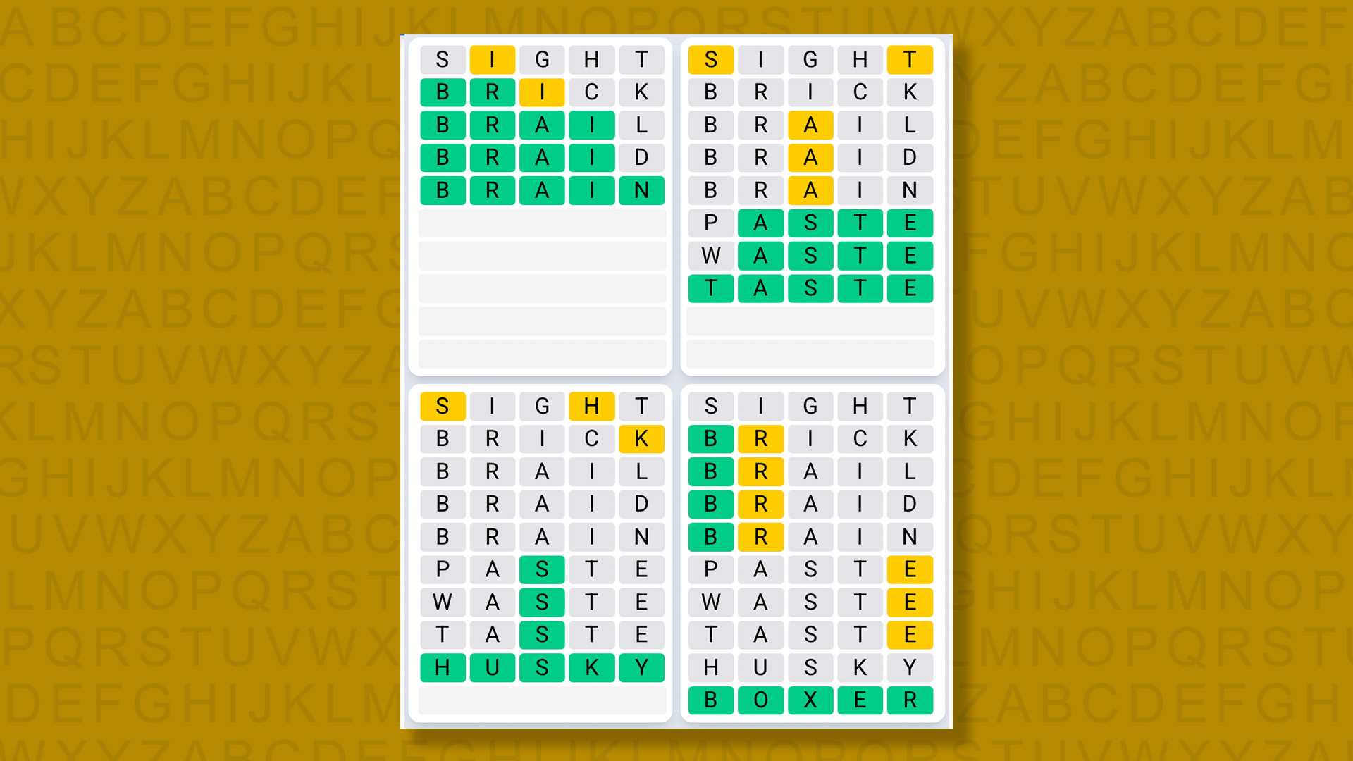 Quordle Daily Sequence answers for game 1473 on a yellow background