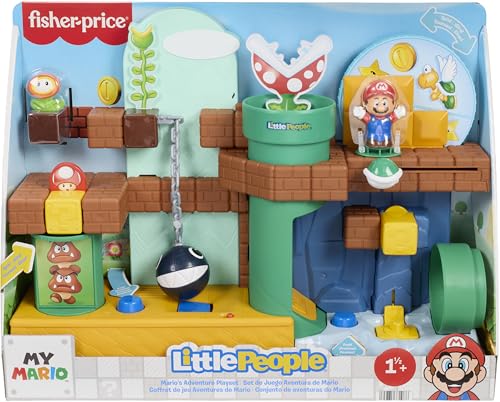 Fisher-Price Little People Toddler Toy My Mario Adventure Playset with Music Sounds & Figures, preschool children aged 18+ months