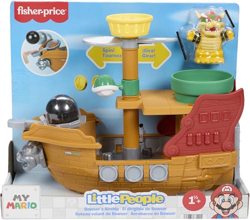 Fisher-Price Little People Toddler Toy My Mario Bowser's Airship Playset with Figure Preschool Pretend Play Kids Ages 18+ Months