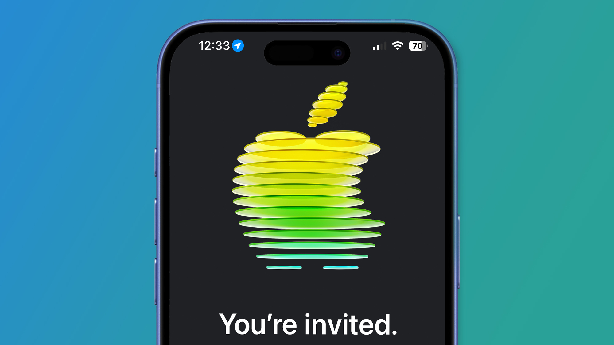 Apple March Event invitation shown on an iPhone screen