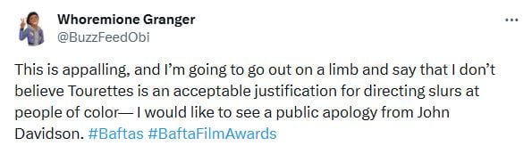 John Davidson faces backlash as netizens press for apology over BAFTA outburst