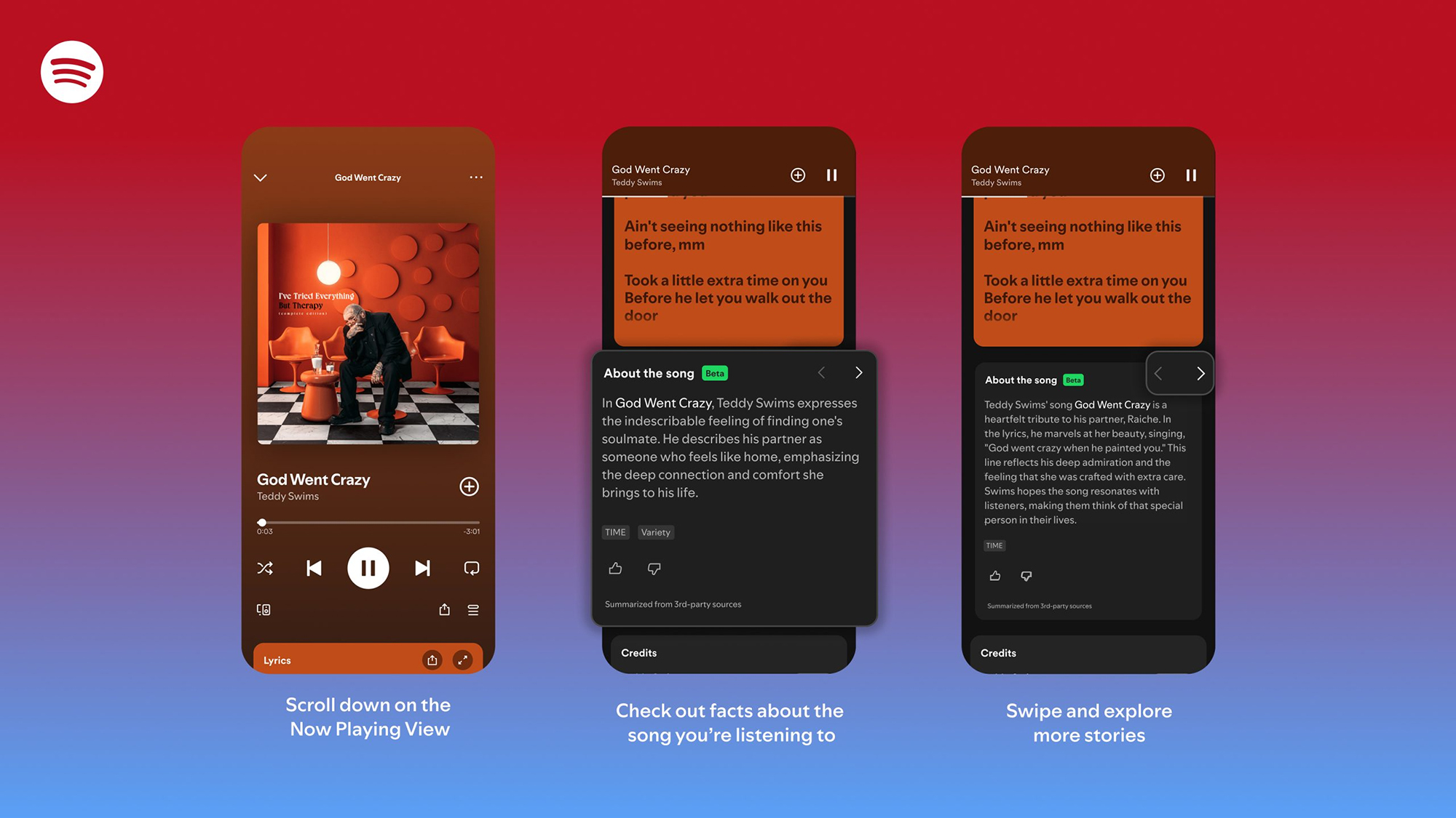 Spotify about the song