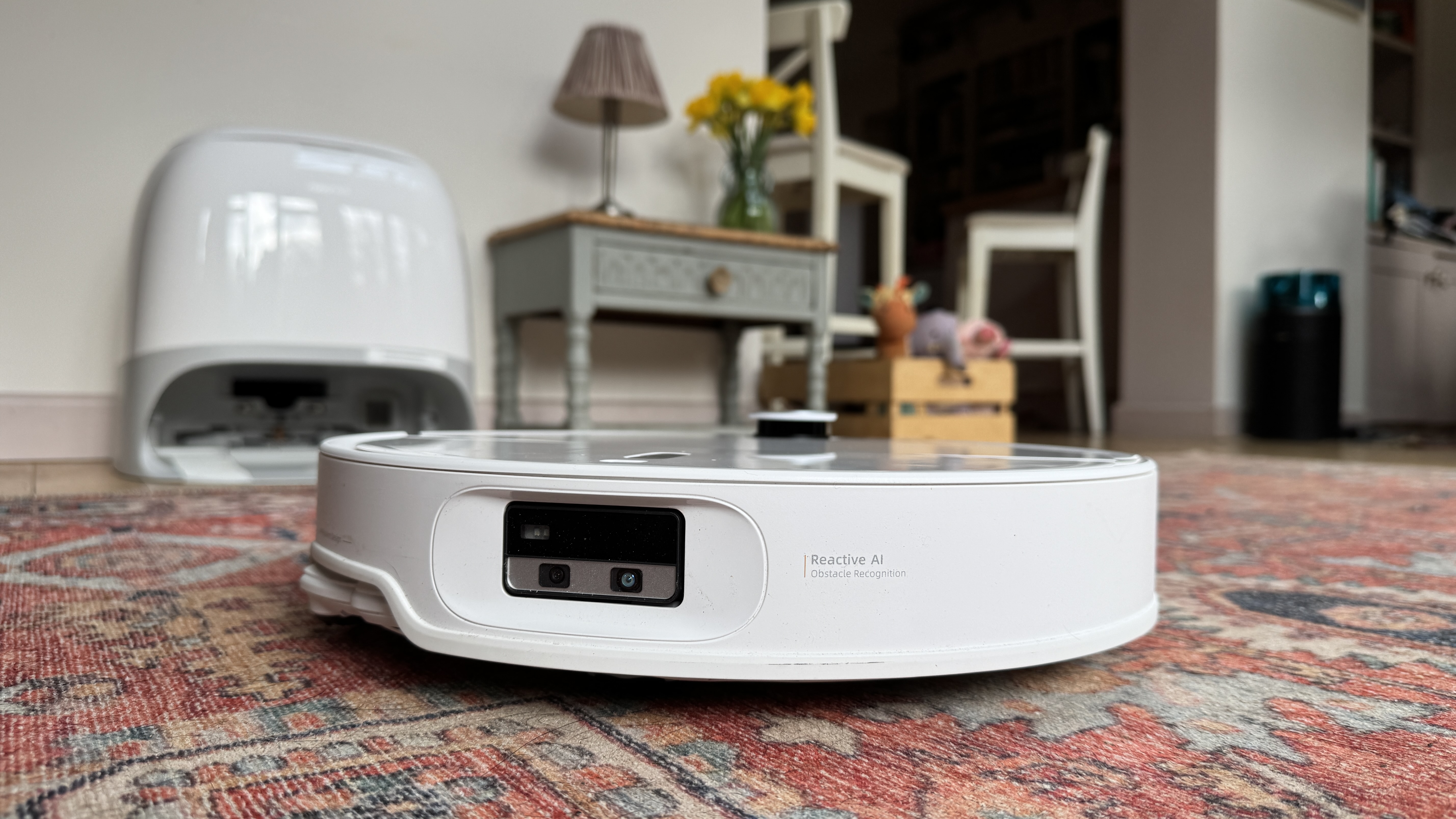 Roborock Qrevo Curv 2 Pro robot vacuum cleaner in the reviewer's home