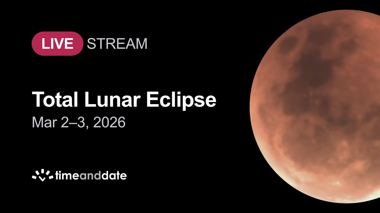 LIVE: Total Lunar Eclipse (Blood Moon) - 2.-3. March 2026 - YouTube