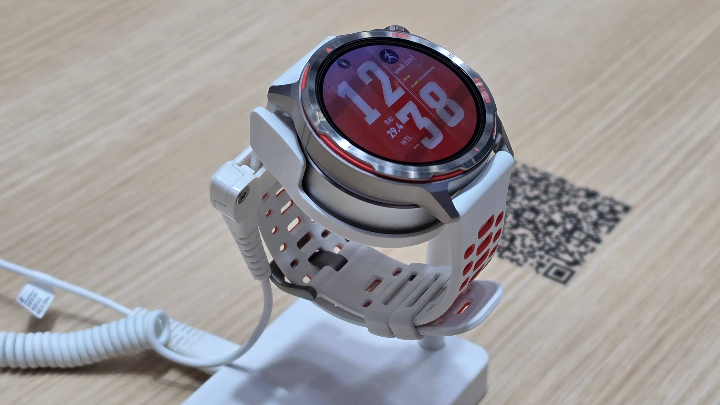 Huawei Watch GT Runner 2 on a stand.